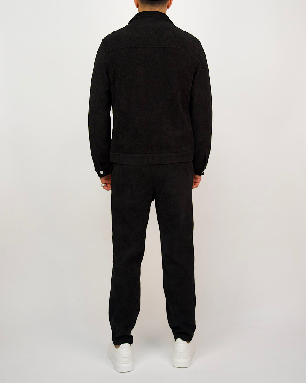 Black Corduroy Zip Jacket & Trousers Set