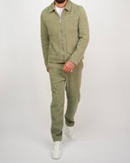 Green Corduroy Zip Jacket & Trousers Set