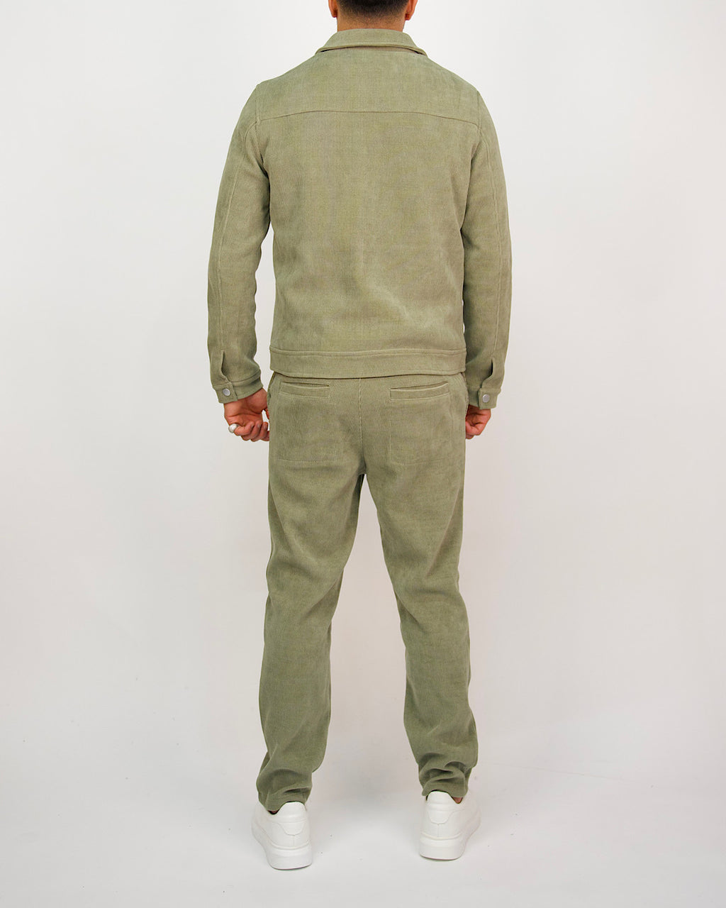 Green Corduroy Zip Jacket & Trousers Set