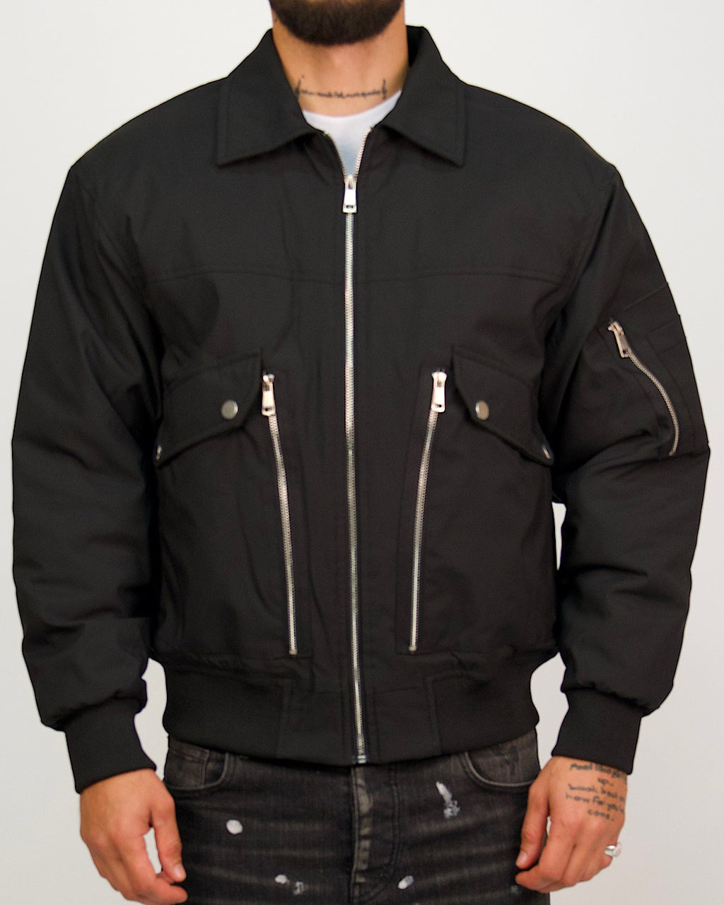 Multi-Zip Utility Bomber Jacket