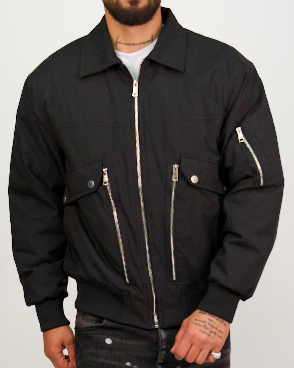 Multi-Zip Utility Bomber Jacket