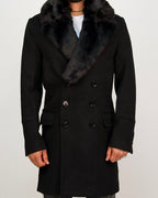 Double Breasted Overcoat with Removeable Fur Collar