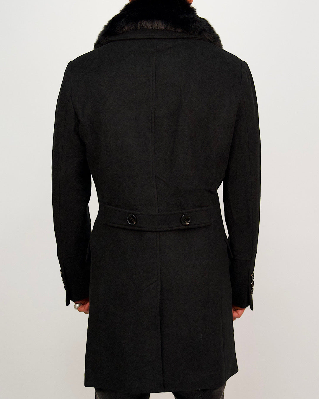Double Breasted Overcoat with Removeable Fur Collar – Milano Couture