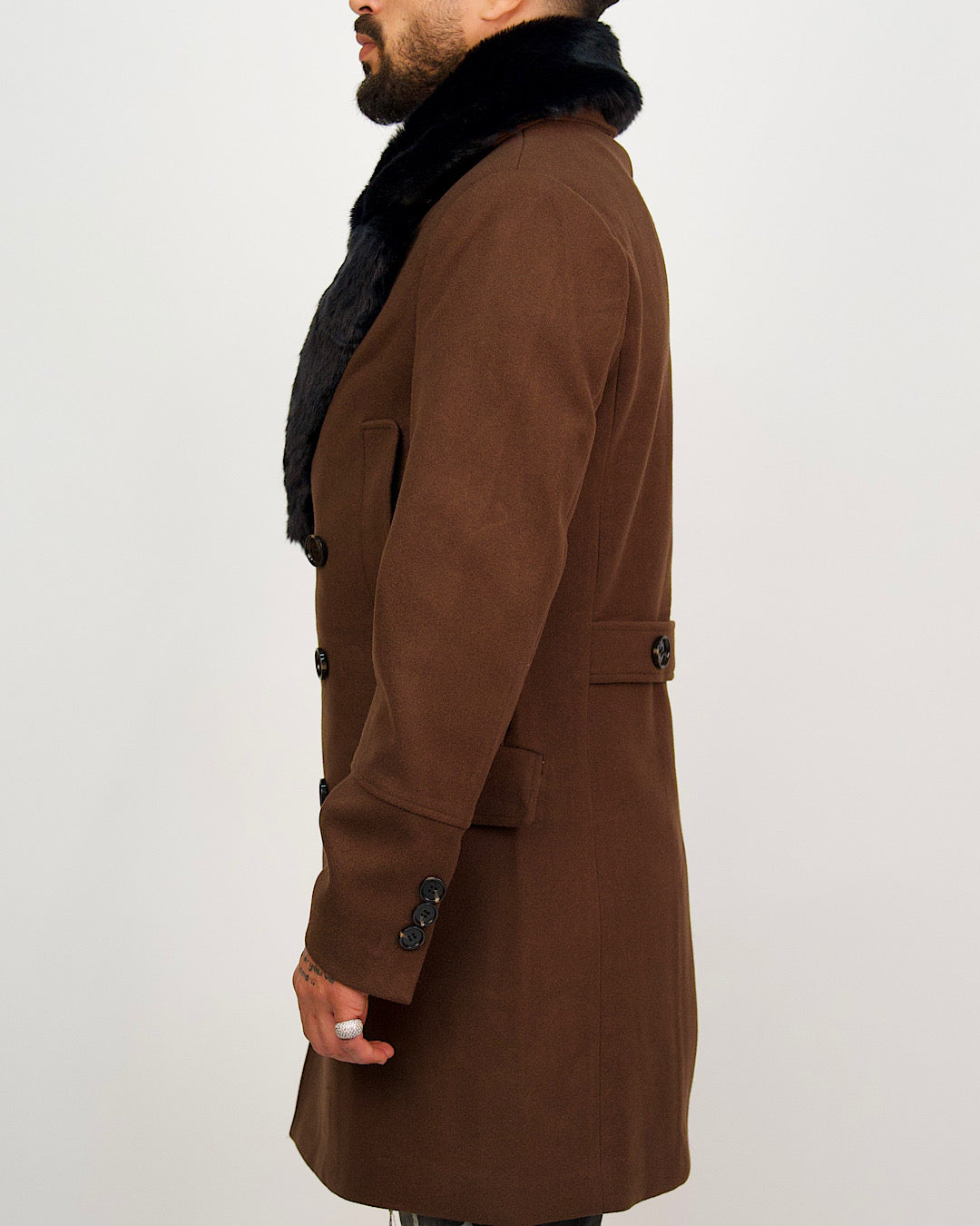 Double Breasted Overcoat with Removeable Fur Collar