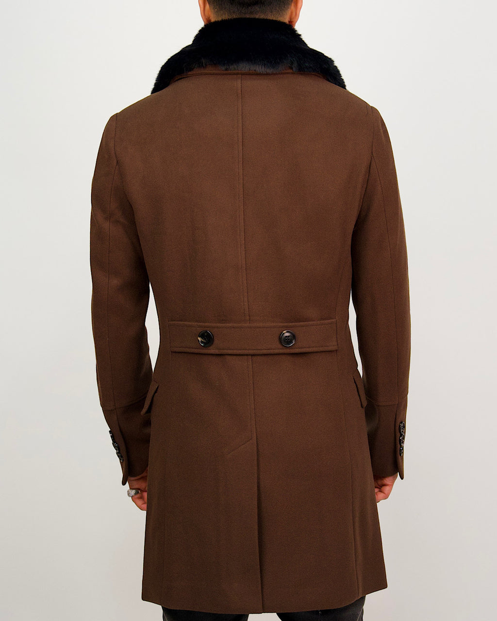 Double Breasted Overcoat with Removeable Fur Collar