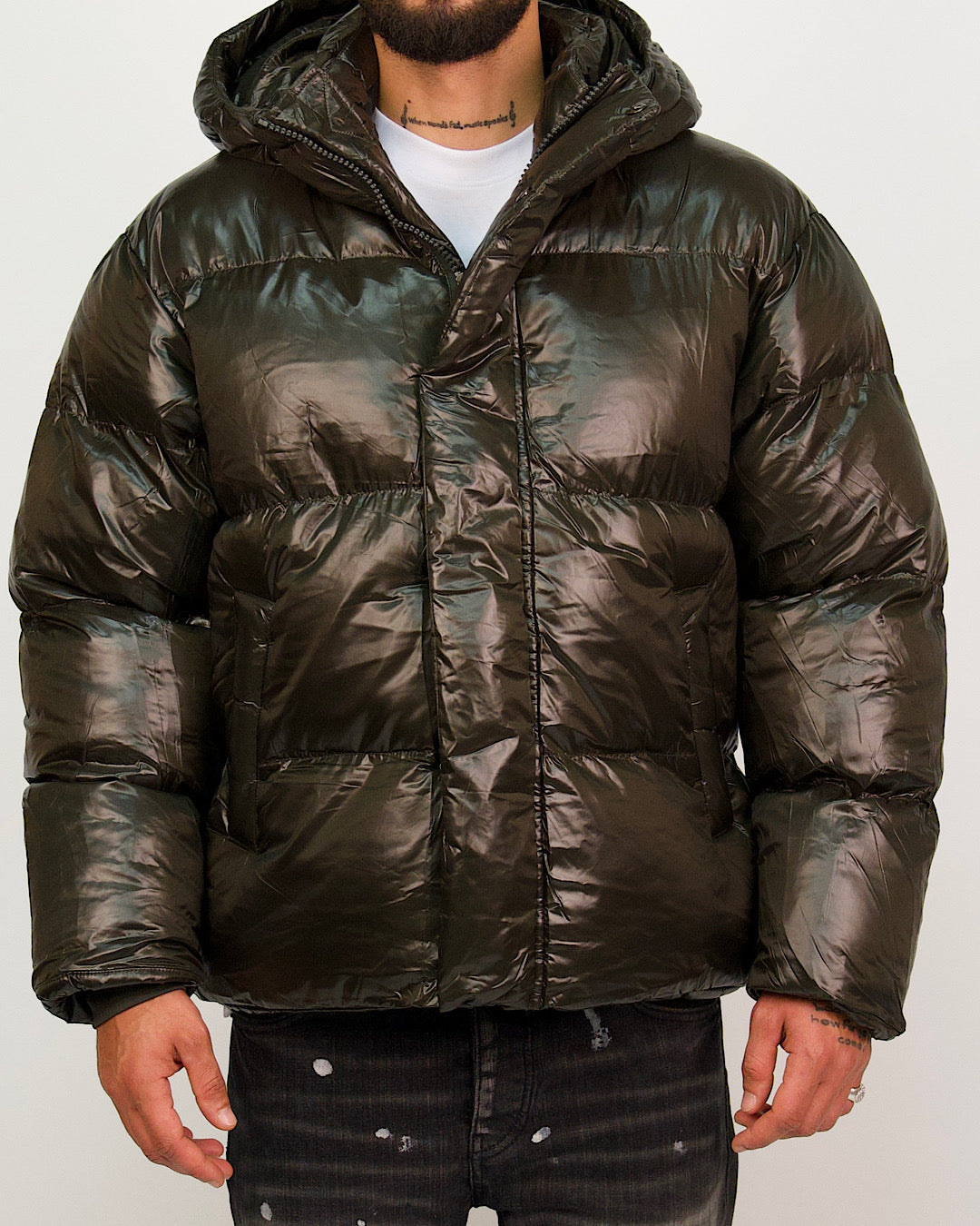 Green High Shine Puffer Jacket