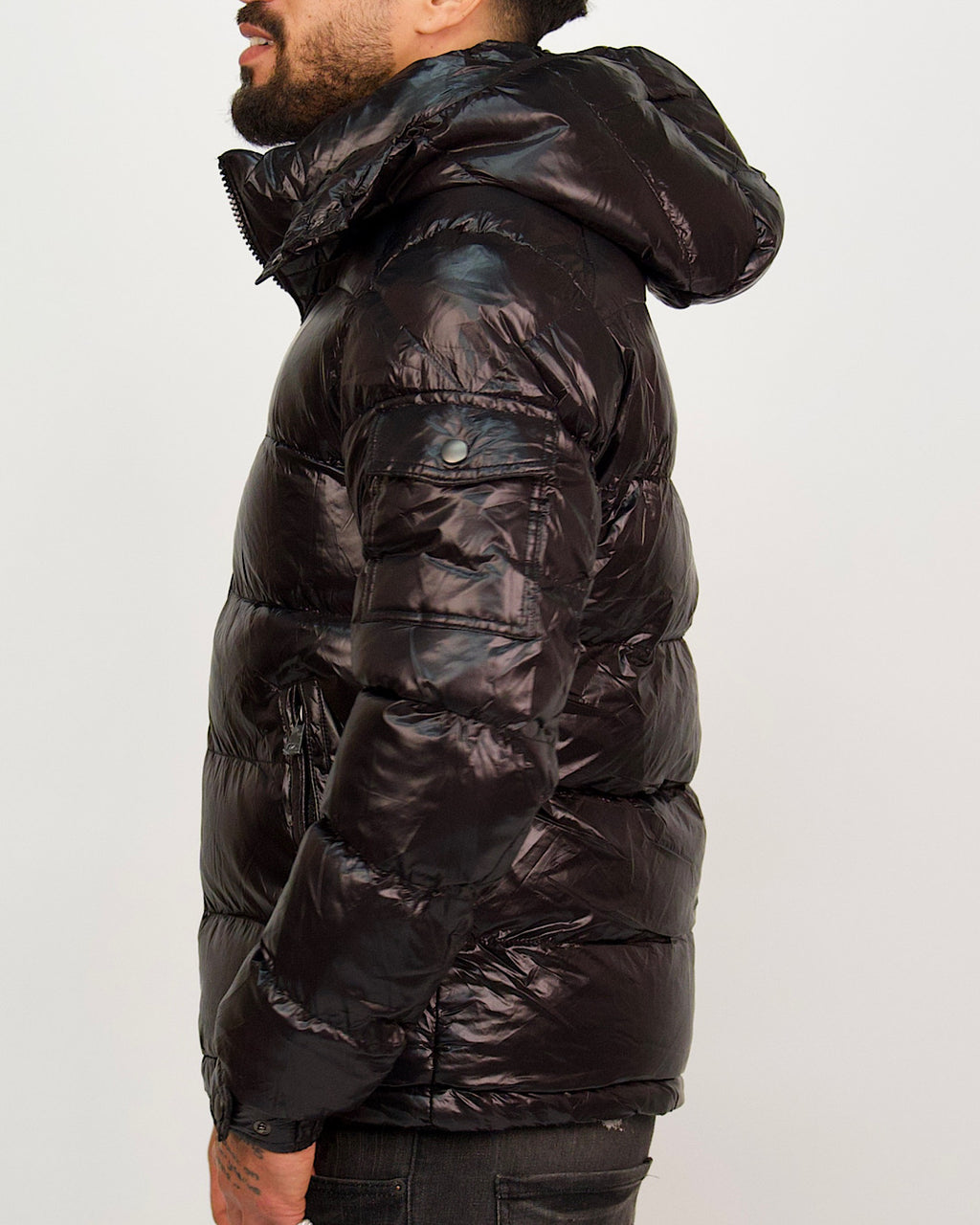 Black High Shine Puffer Jacket