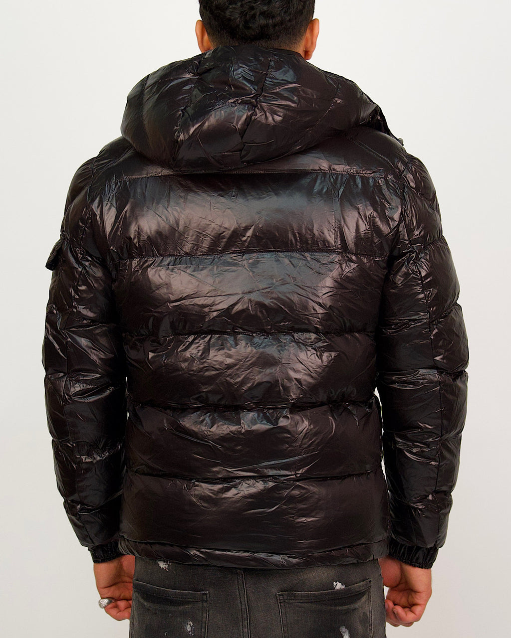 Black High Shine Puffer Jacket