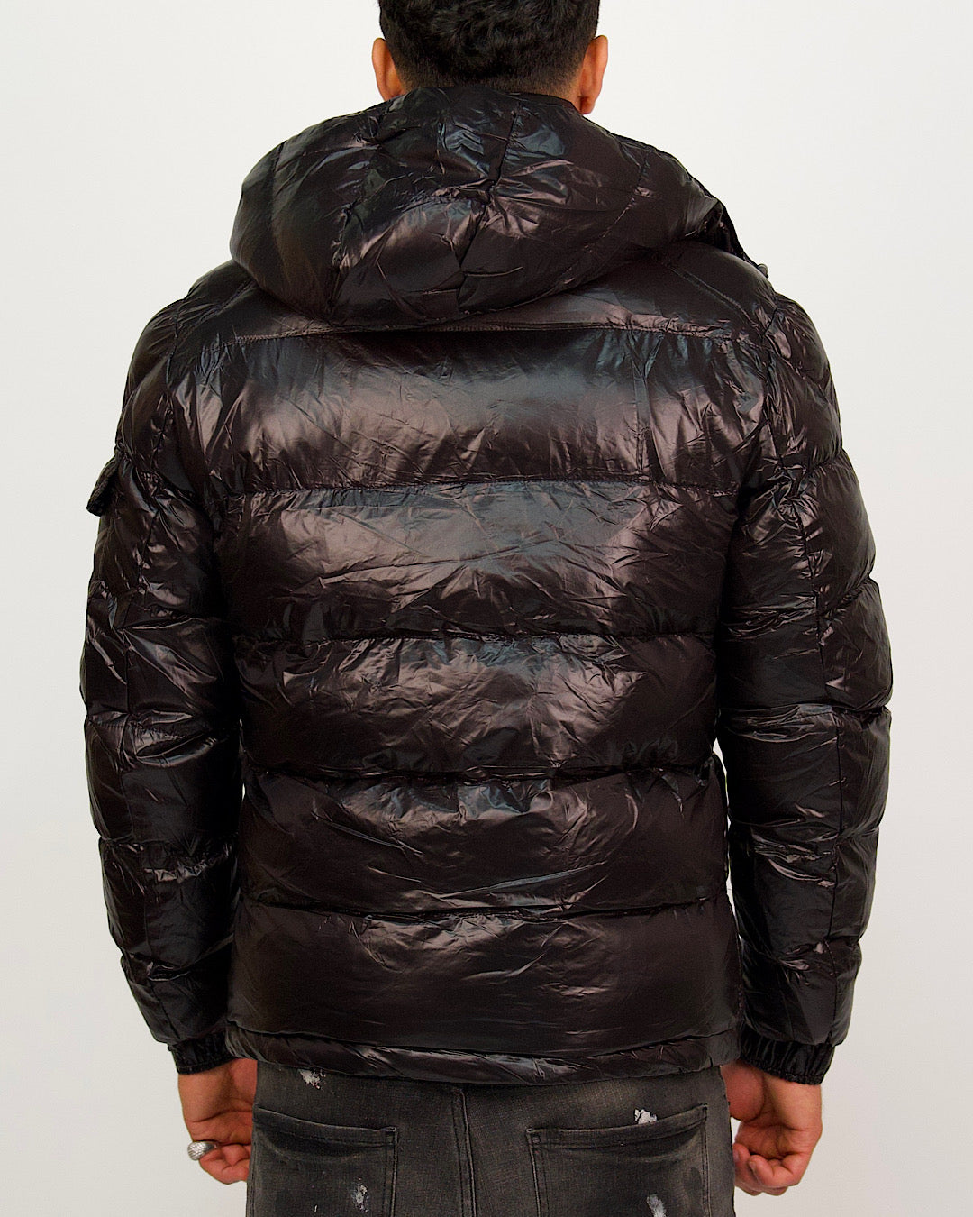 Black High Shine Puffer Jacket