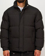 Black Textured Quilted Puffer Jacket