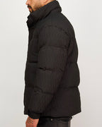 Black Textured Quilted Puffer Jacket