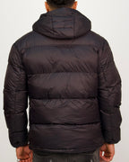 Matte Black Zip Detail Puffer Coat