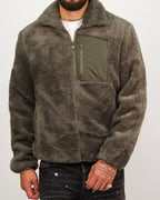 Green Plush Fleece Zip Up Jacket