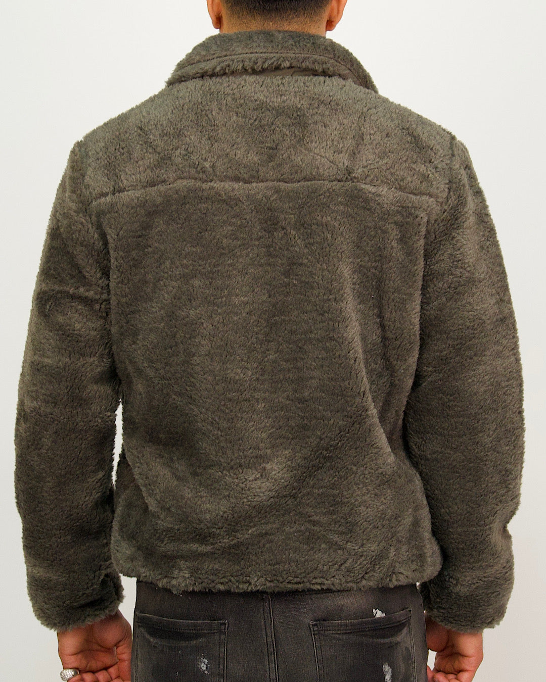 Green Plush Fleece Zip Up Jacket