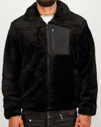 Black Plush Fleece Zip Up Jacket