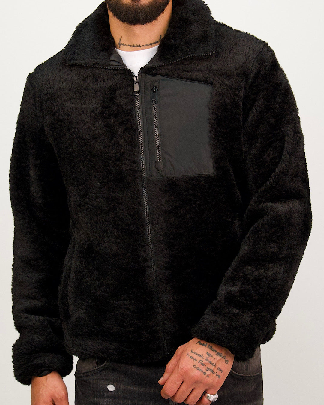 Black Plush Fleece Zip Up Jacket