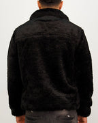 Black Plush Fleece Zip Up Jacket