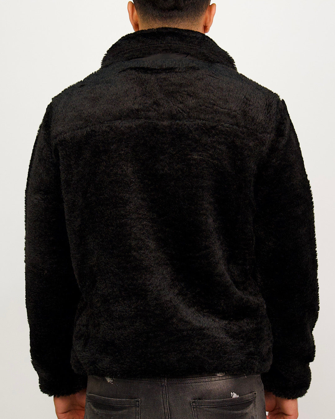 Black Plush Fleece Zip Up Jacket