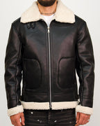 Borg Collar Zip Up Black Aviator