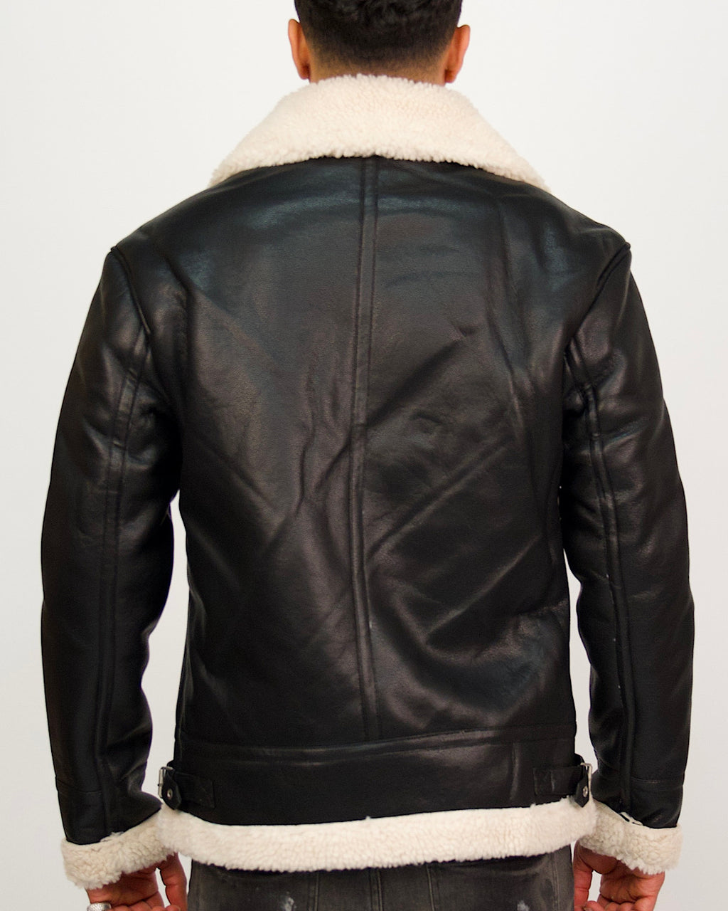 Borg Collar Zip Up Black Aviator