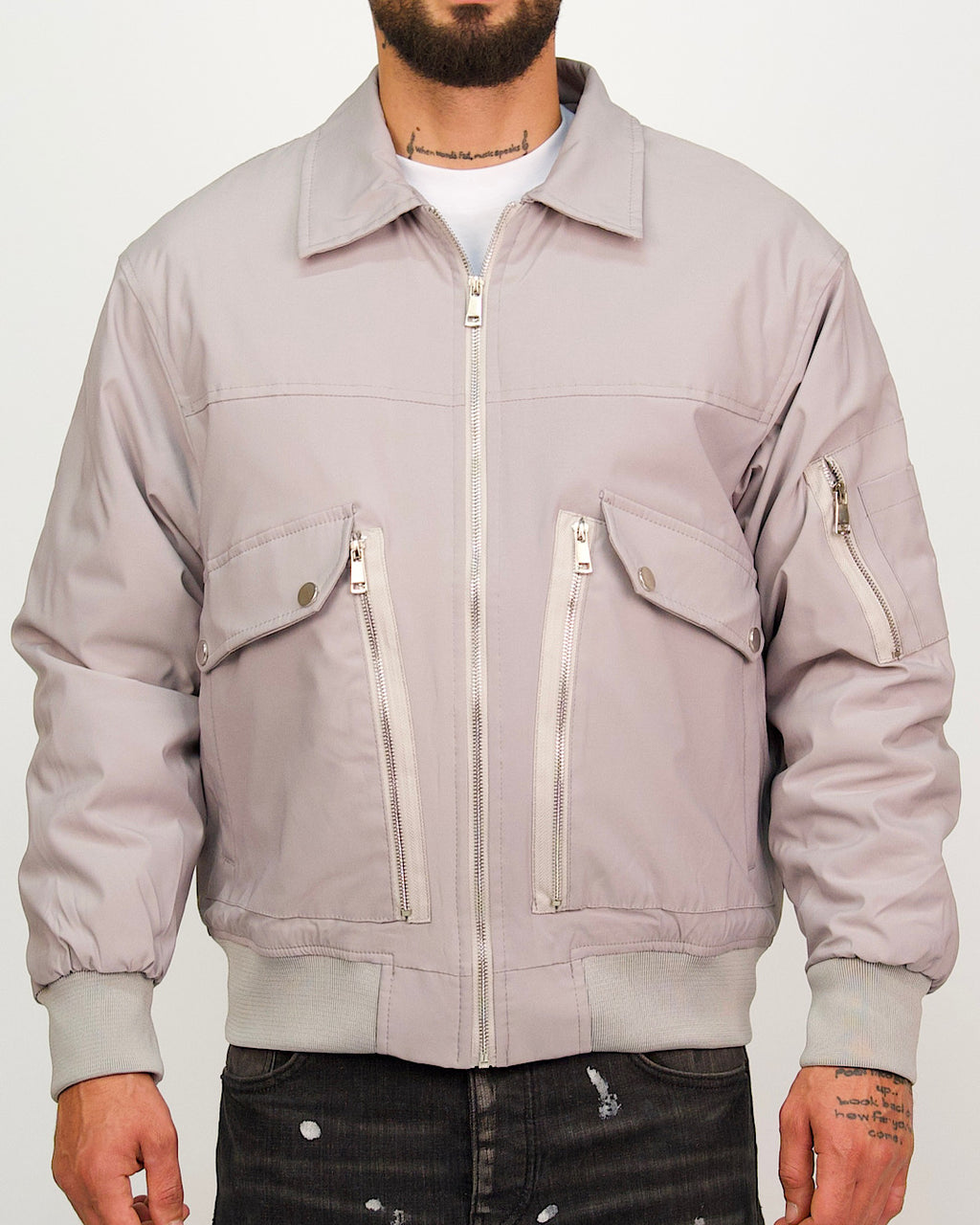 Multi-Zip Utility Bomber Jacket