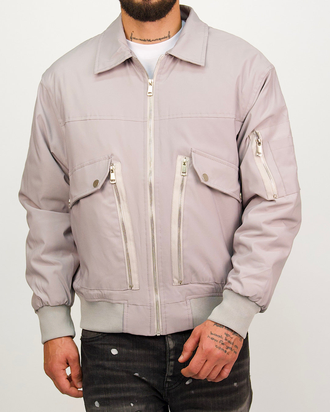Multi-Zip Utility Bomber Jacket
