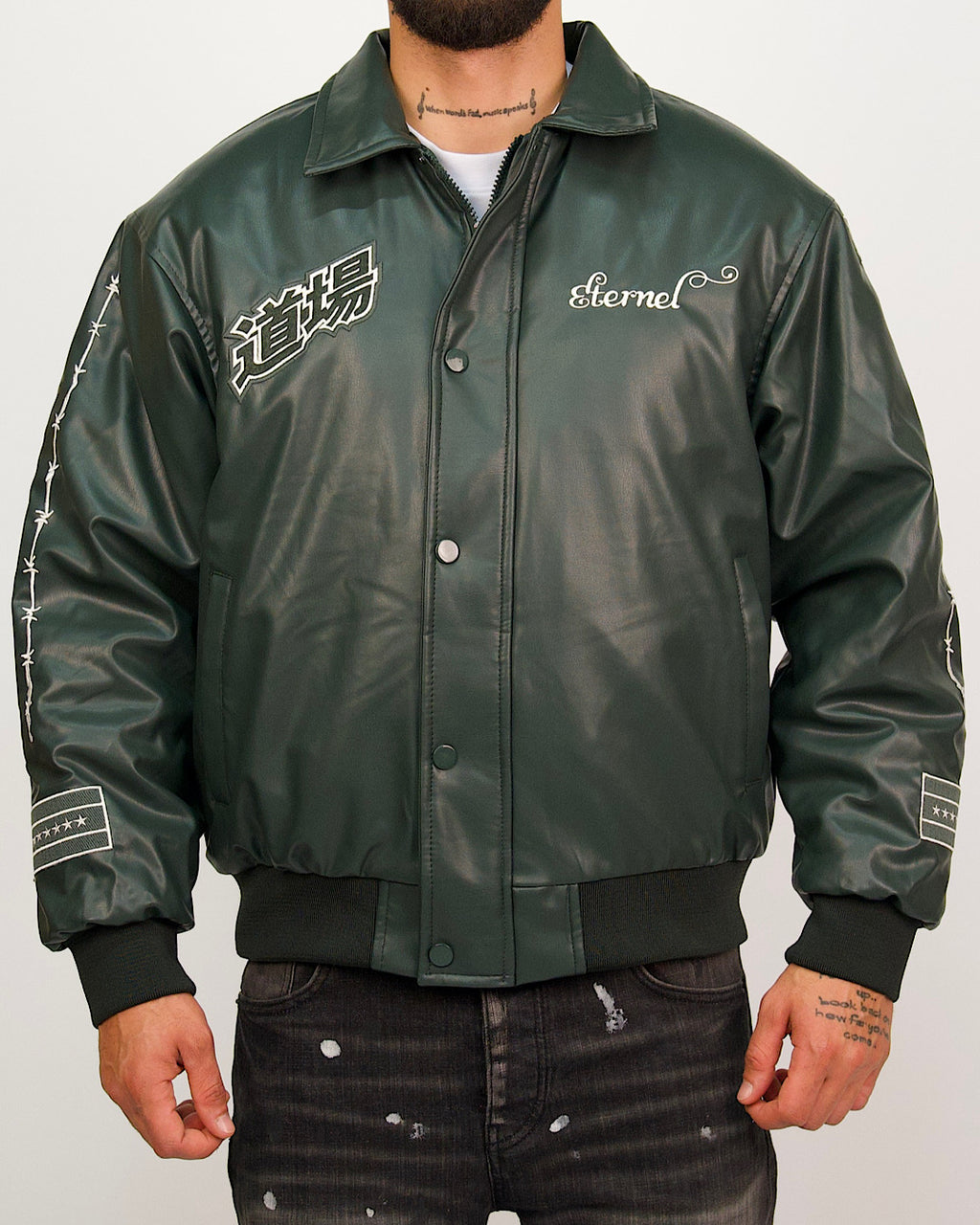 Atelier Patchwork Faux Leather Bomber Jacket