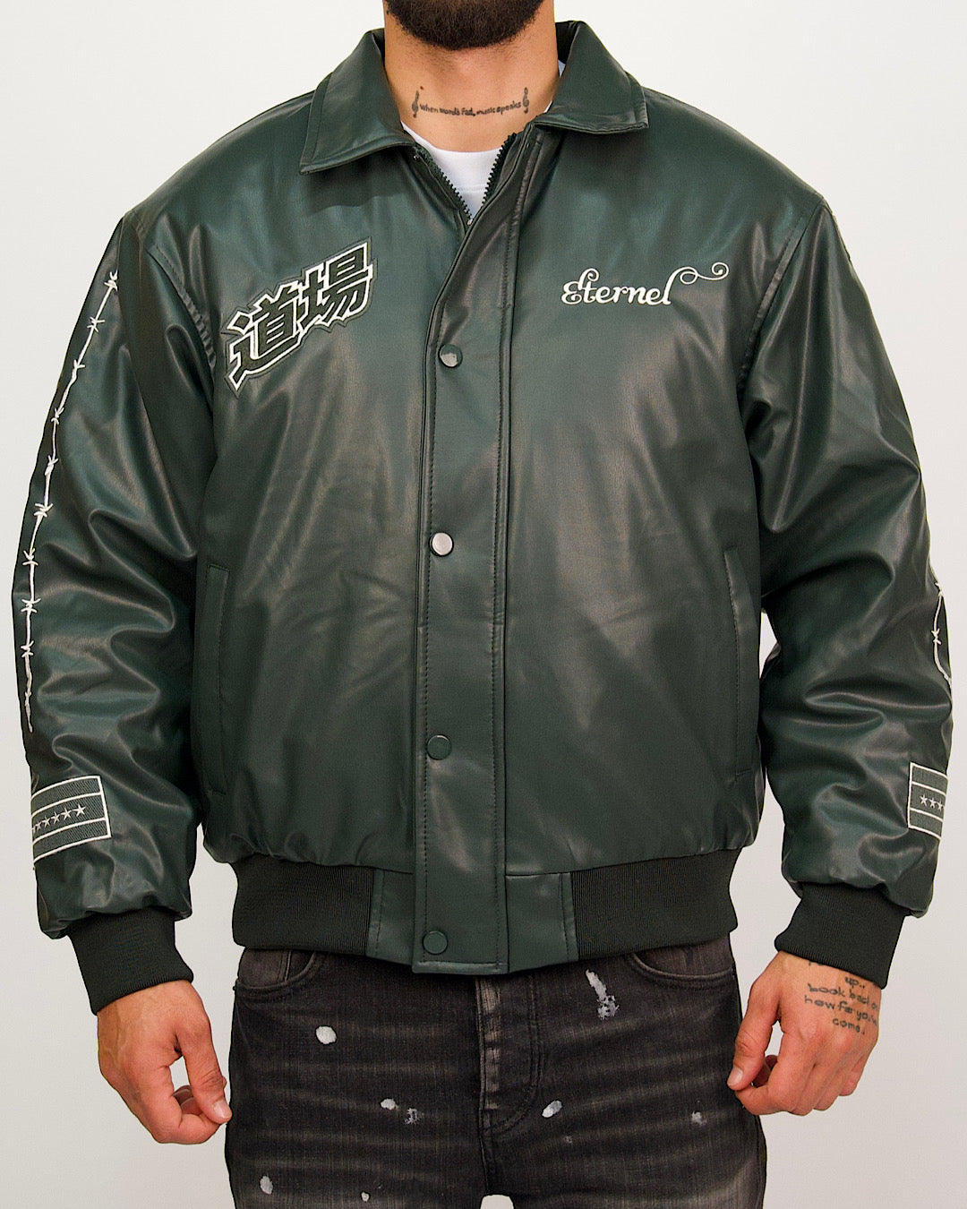 Atelier Patchwork Faux Leather Bomber Jacket