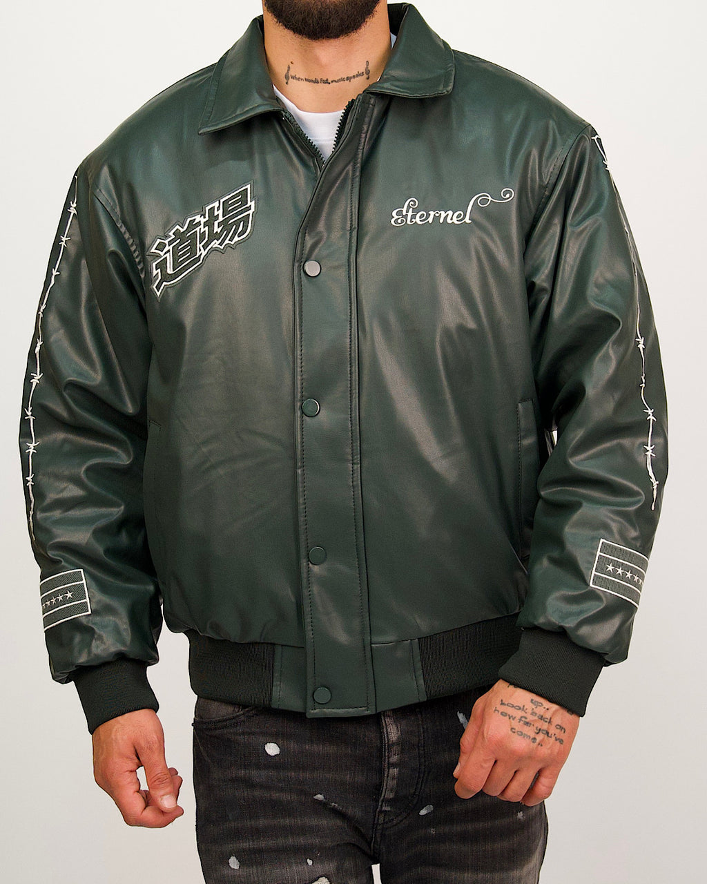 Atelier Patchwork Faux Leather Bomber Jacket