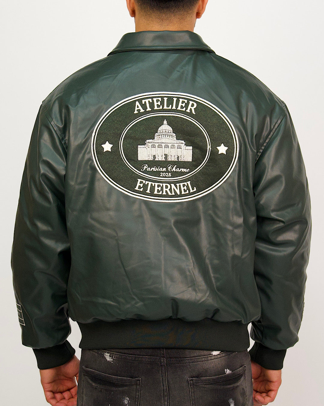 Atelier Patchwork Faux Leather Bomber Jacket