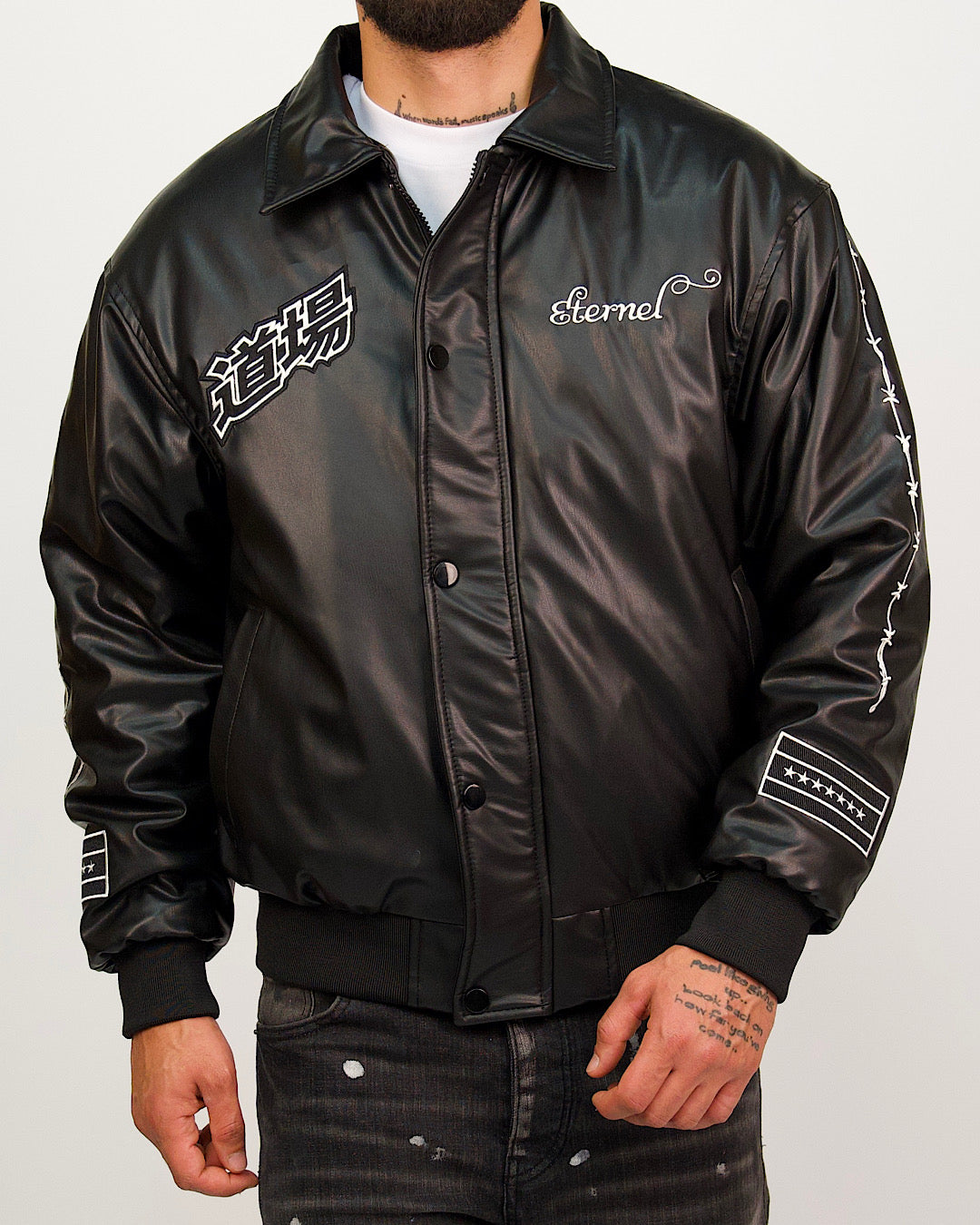 Atelier Patchwork Faux Leather Bomber Jacket