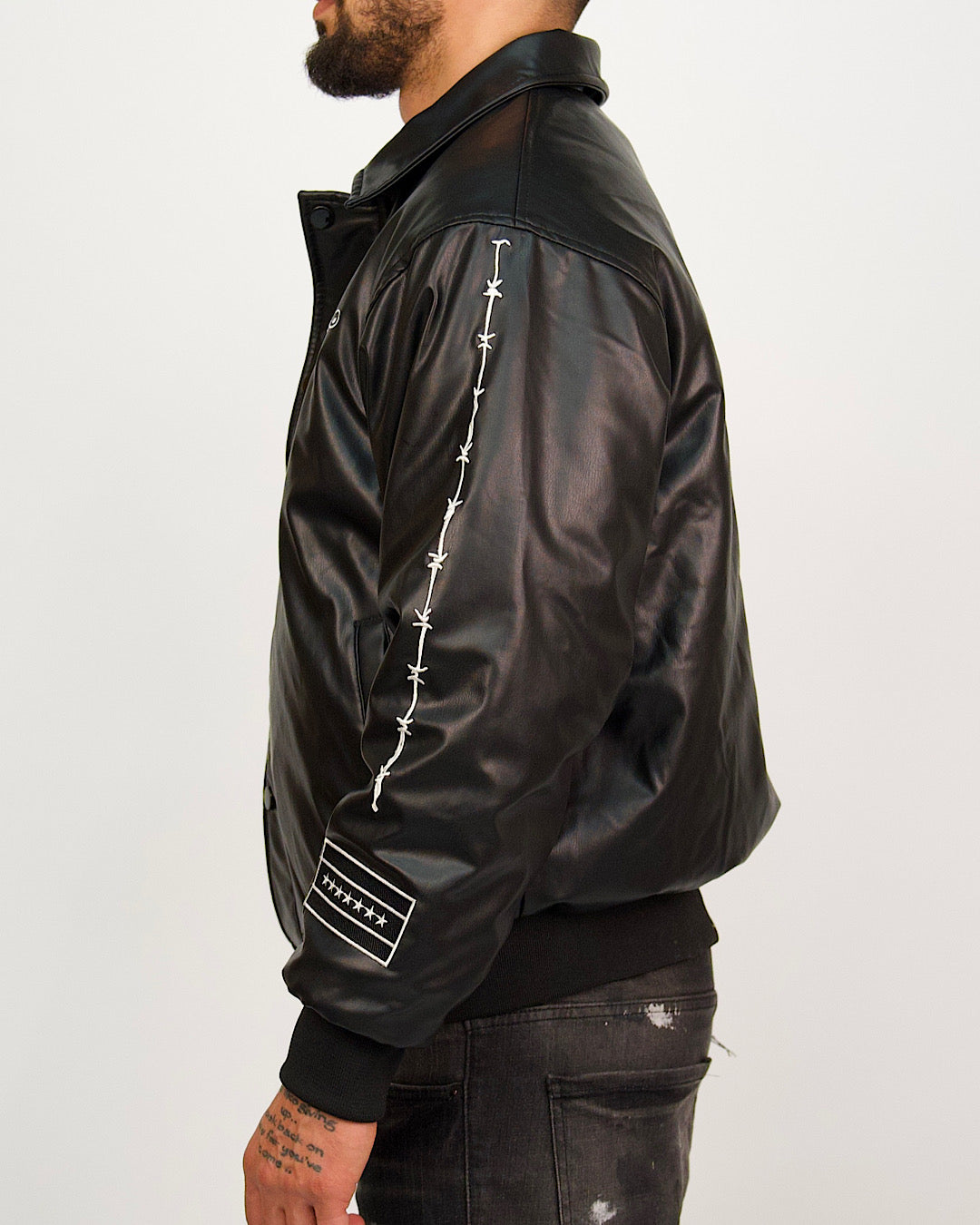 Atelier Patchwork Faux Leather Bomber Jacket