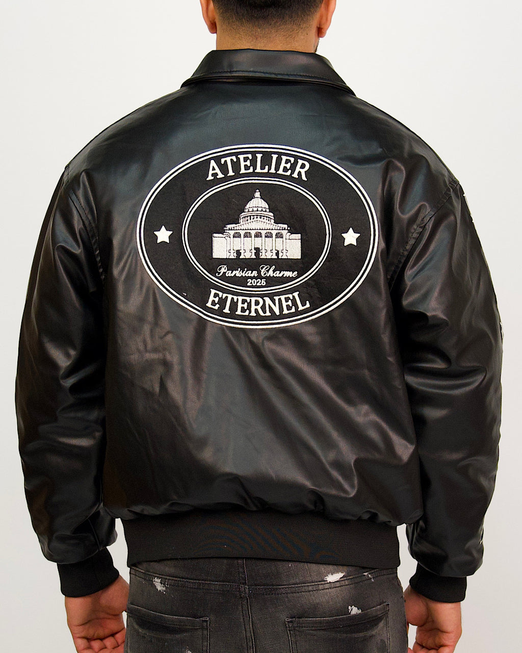 Atelier Patchwork Faux Leather Bomber Jacket