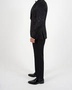 Black Jacquard Shawl Lapel Blazer with Bow Tie