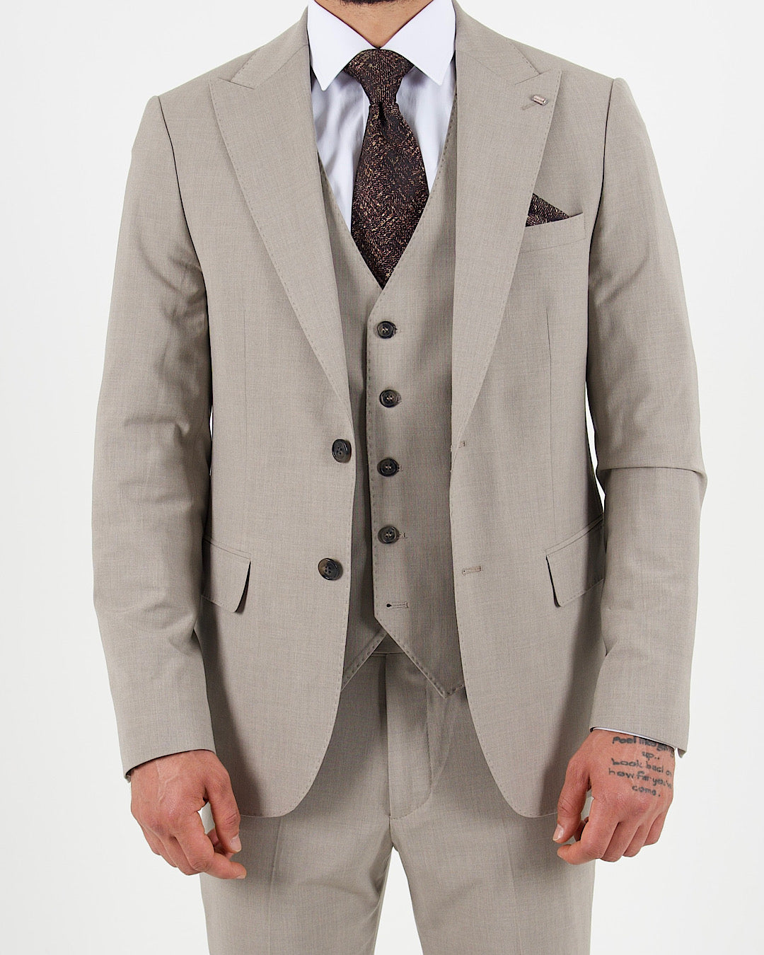 Milano Black Label Beige Three Piece Suit