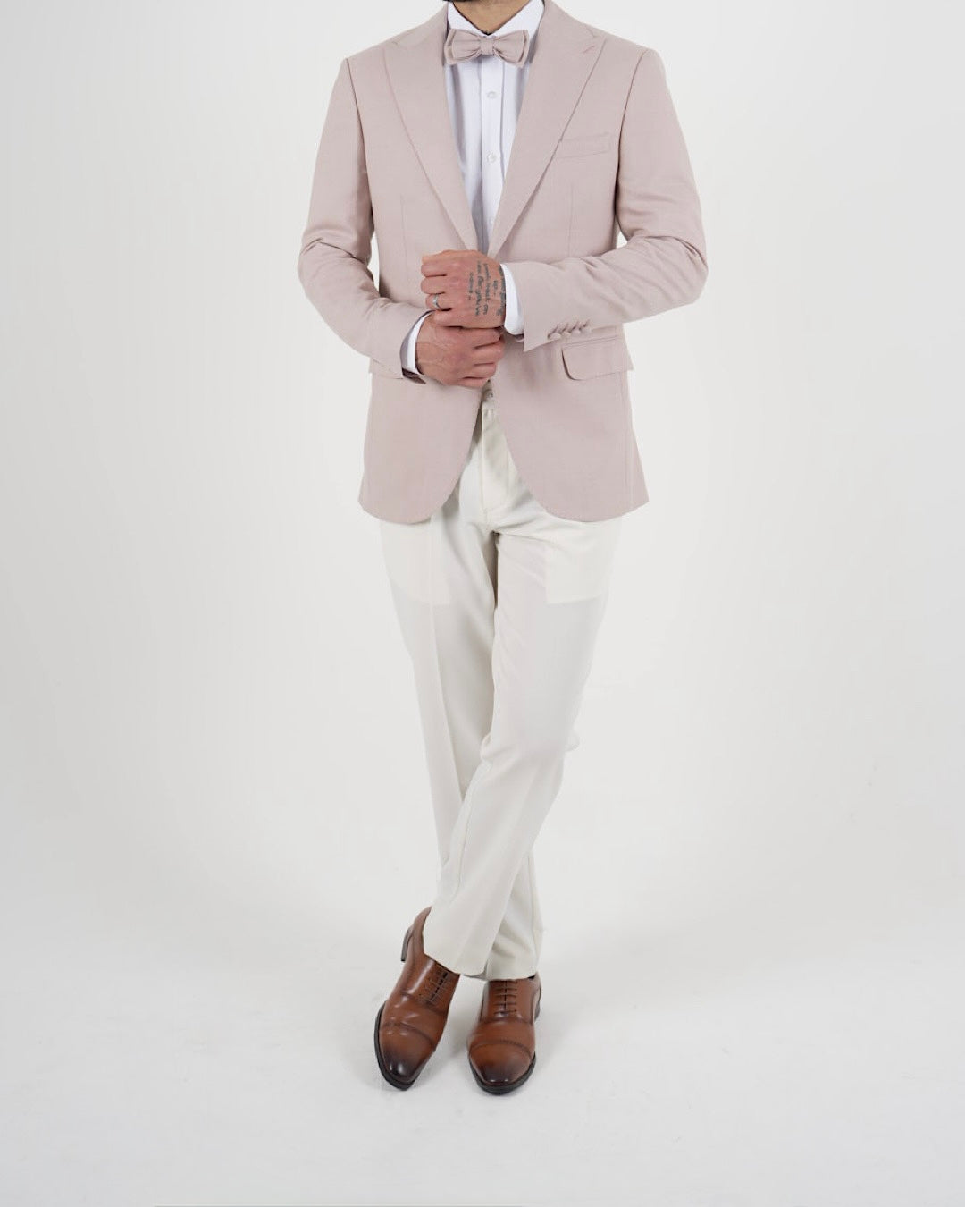 Milano Pink Blazer & White Trousers Two Piece Suit