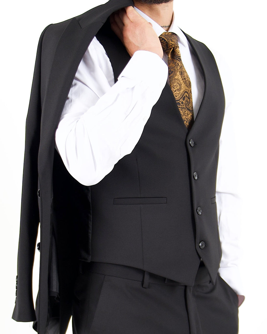 Milano Black Stretch Three Piece Suit