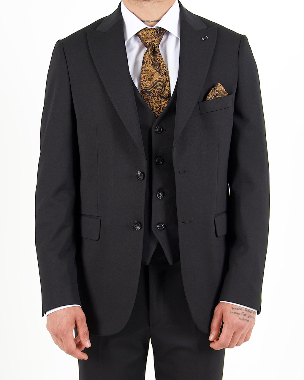 Milano Black Stretch Three Piece Suit
