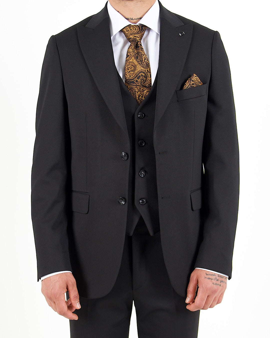 Milano Black Stretch Three Piece Suit