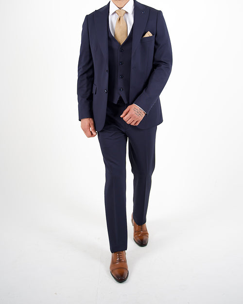 Milano Navy Stretch Three Piece Suit
