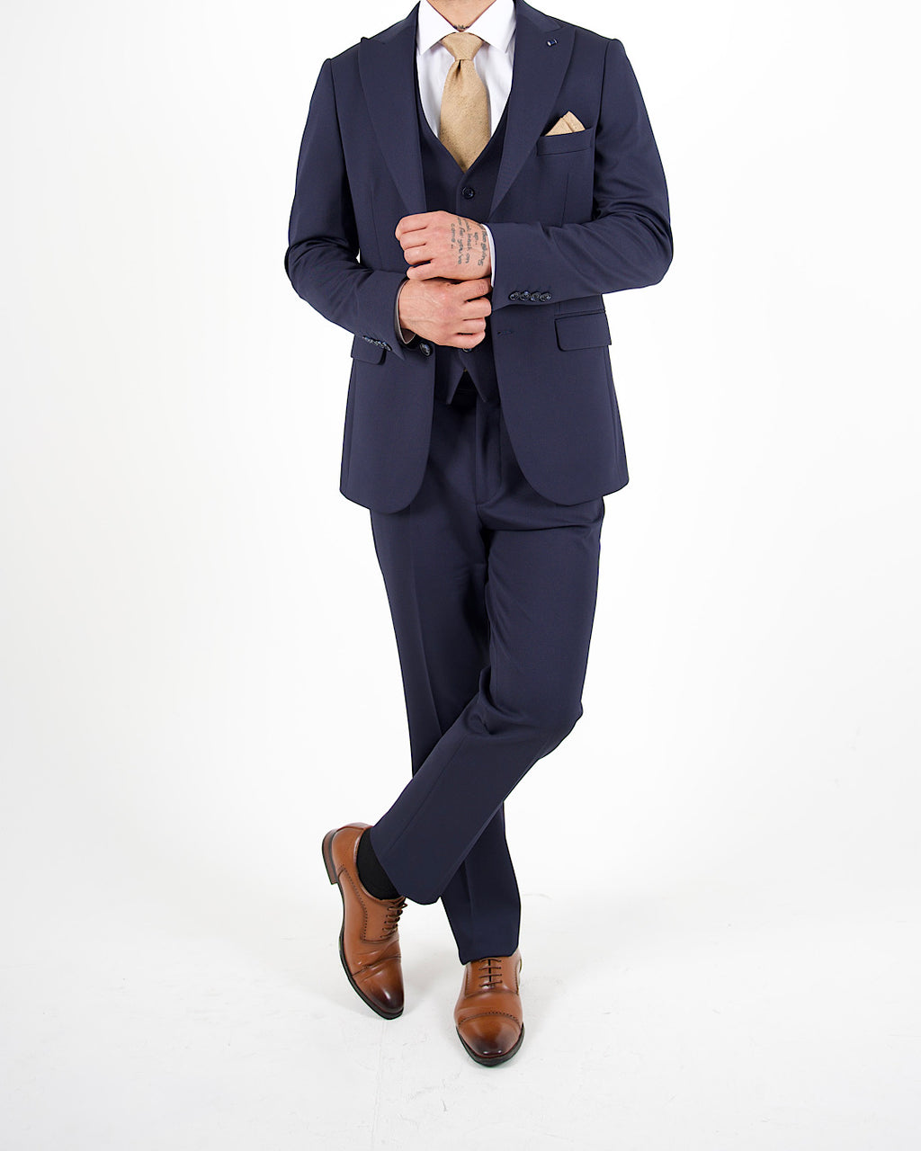 Milano Navy Stretch Three Piece Suit