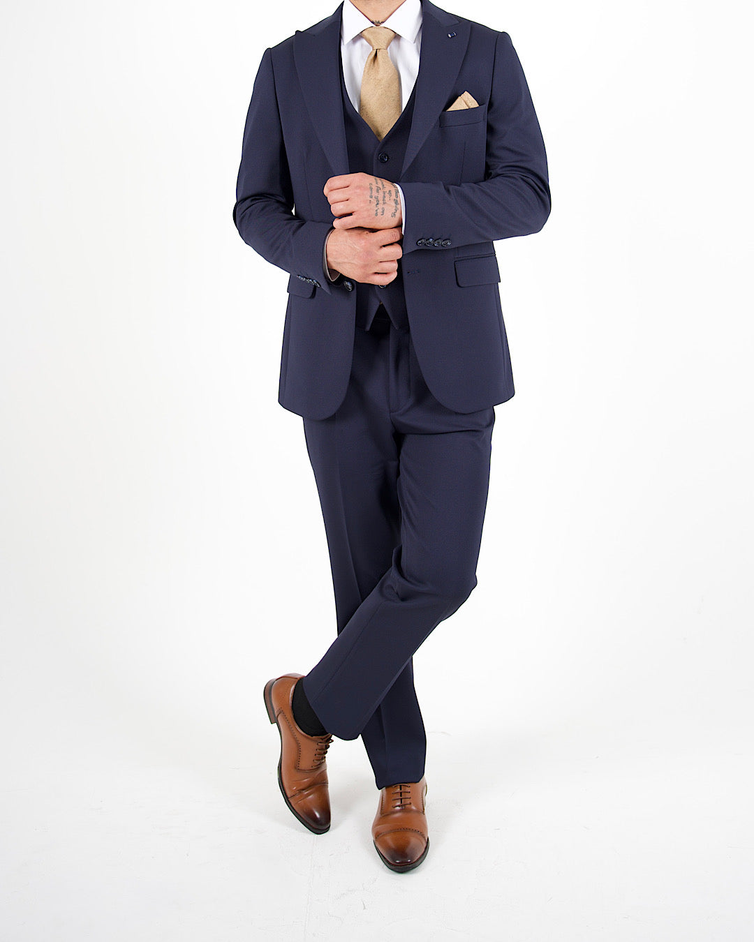 Milano Navy Stretch Three Piece Suit