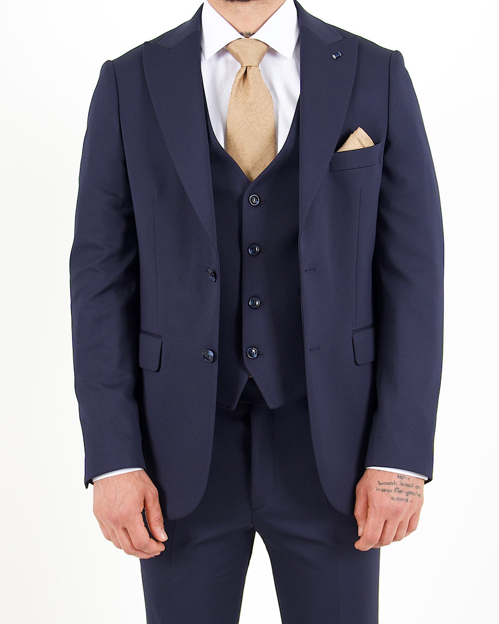 Milano Navy Stretch Three Piece Suit