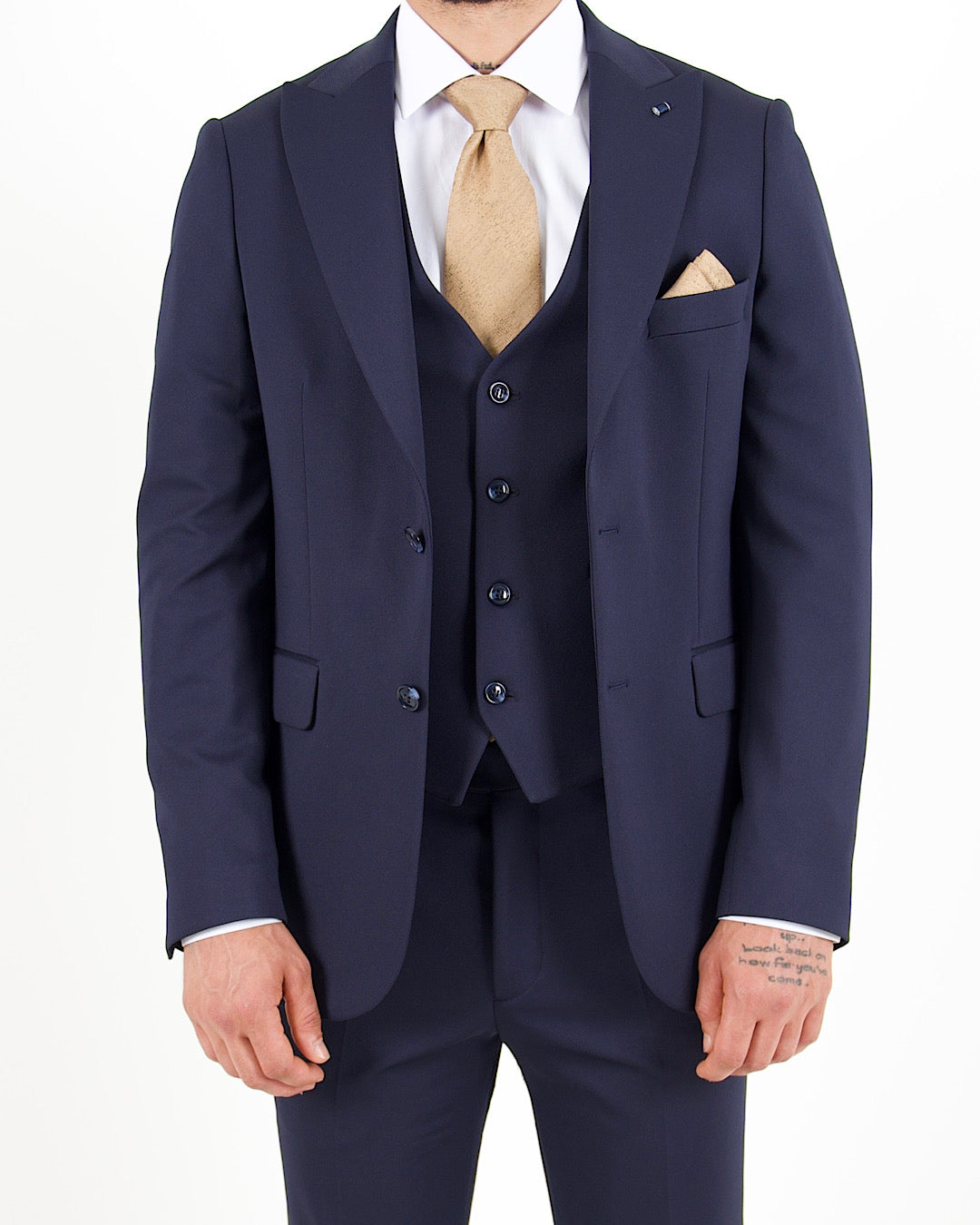 Milano Navy Stretch Three Piece Suit