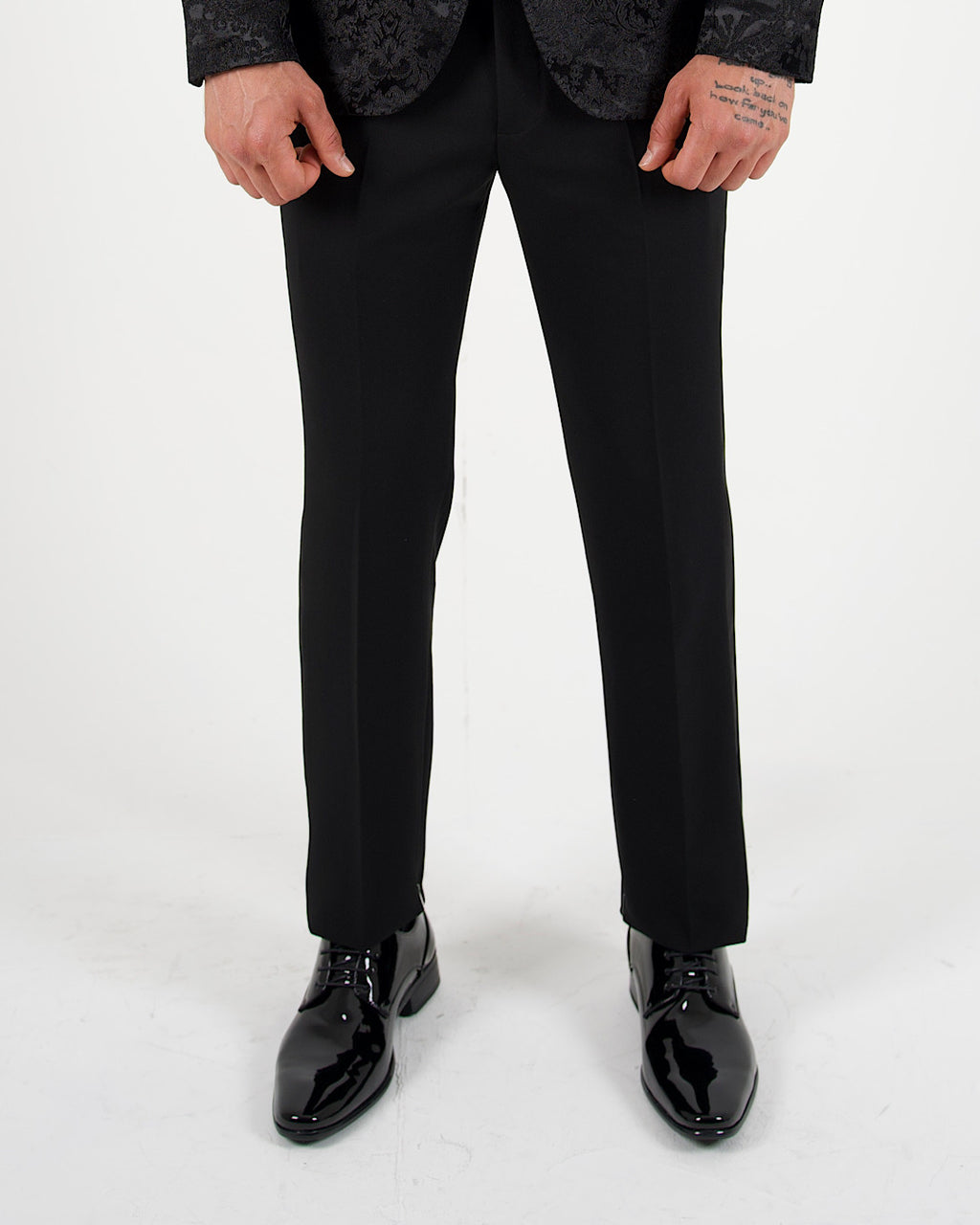 Black Tape Detail Tuxedo Suit Trousers