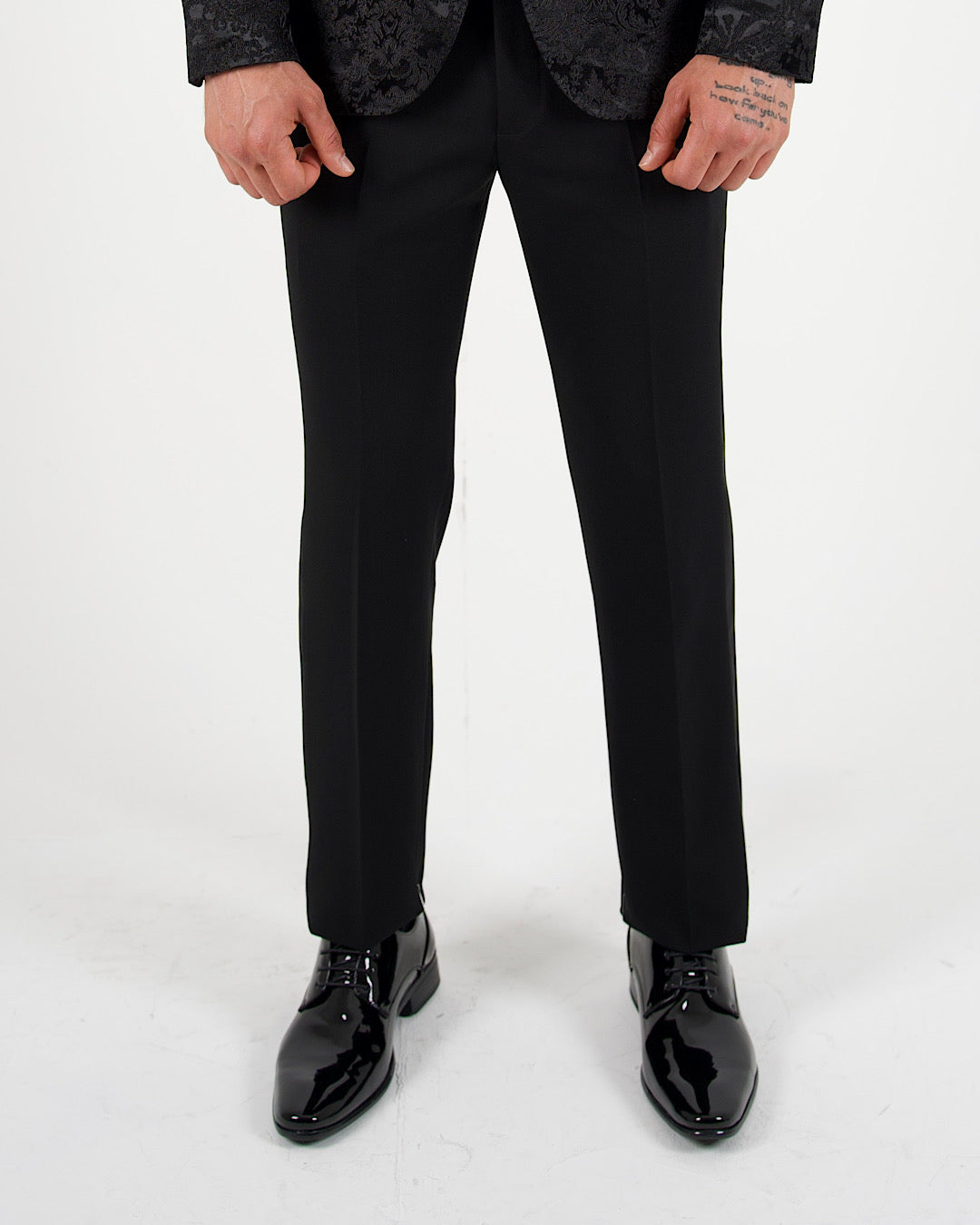Black Tape Detail Tuxedo Suit Trousers