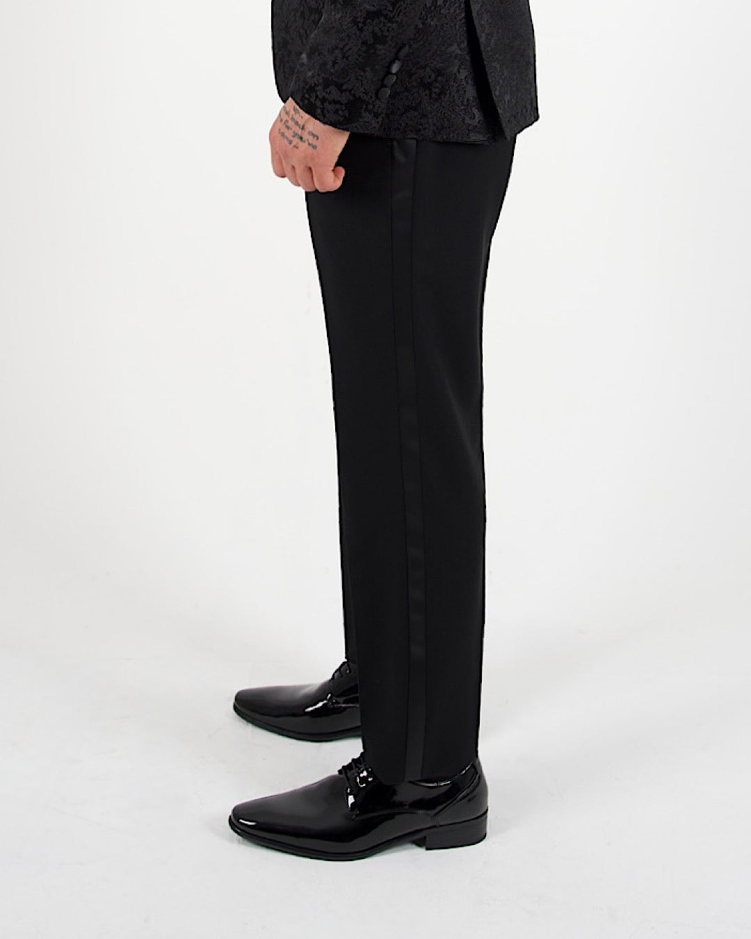 Black Tape Detail Tuxedo Suit Trousers