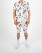 Stone Palm Print Shirt & Shorts Co-Ord Set