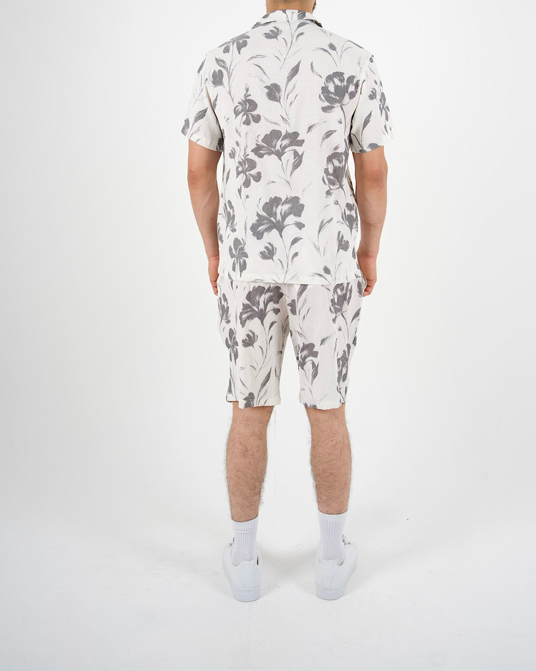 Stone Palm Print Shirt & Shorts Co-Ord Set