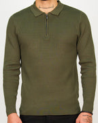 Minimal Zip-Collar Knit Polo